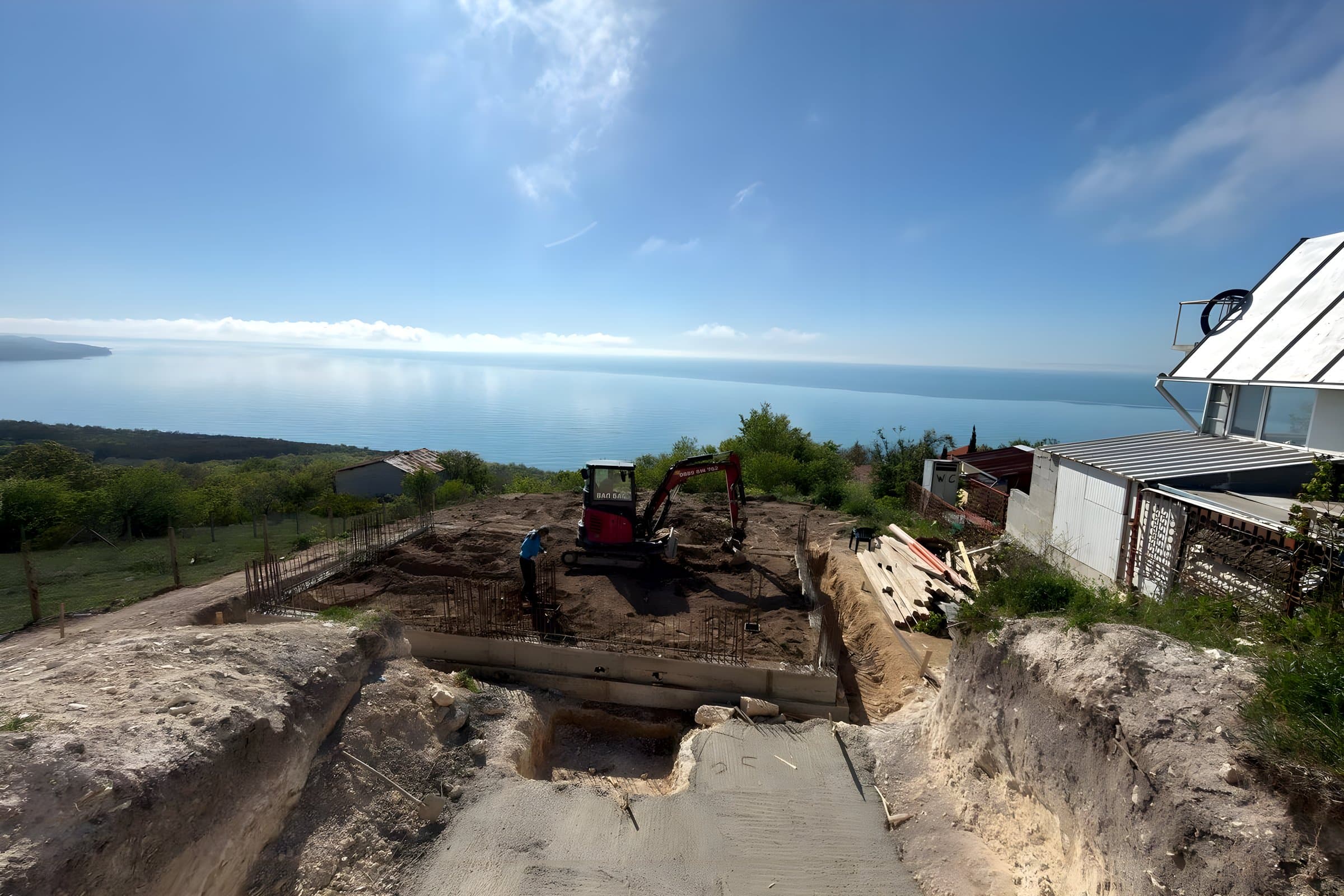 Cutting into the cliff