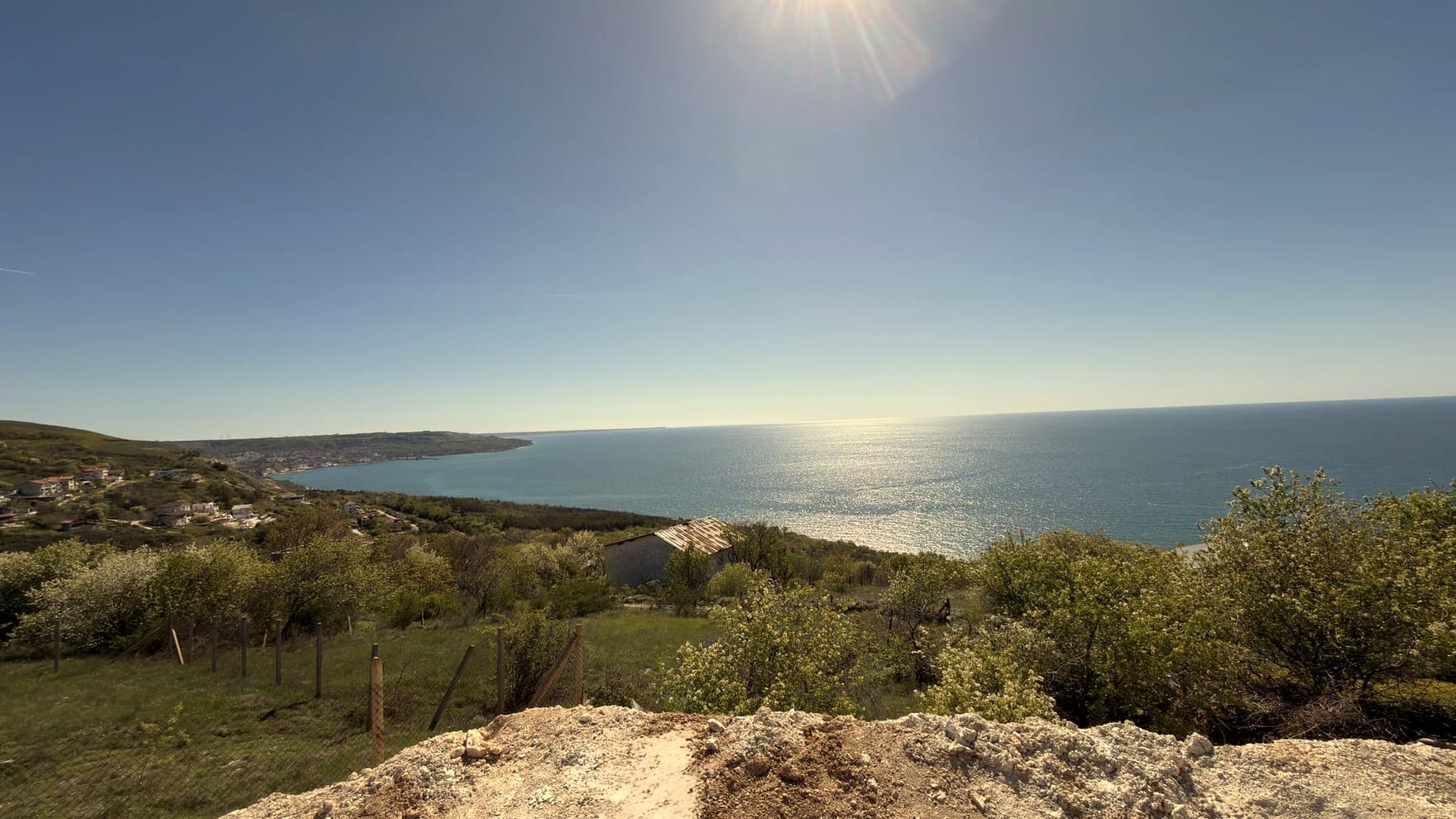 The same Black Sea view from the Marevanta plot at golden hour